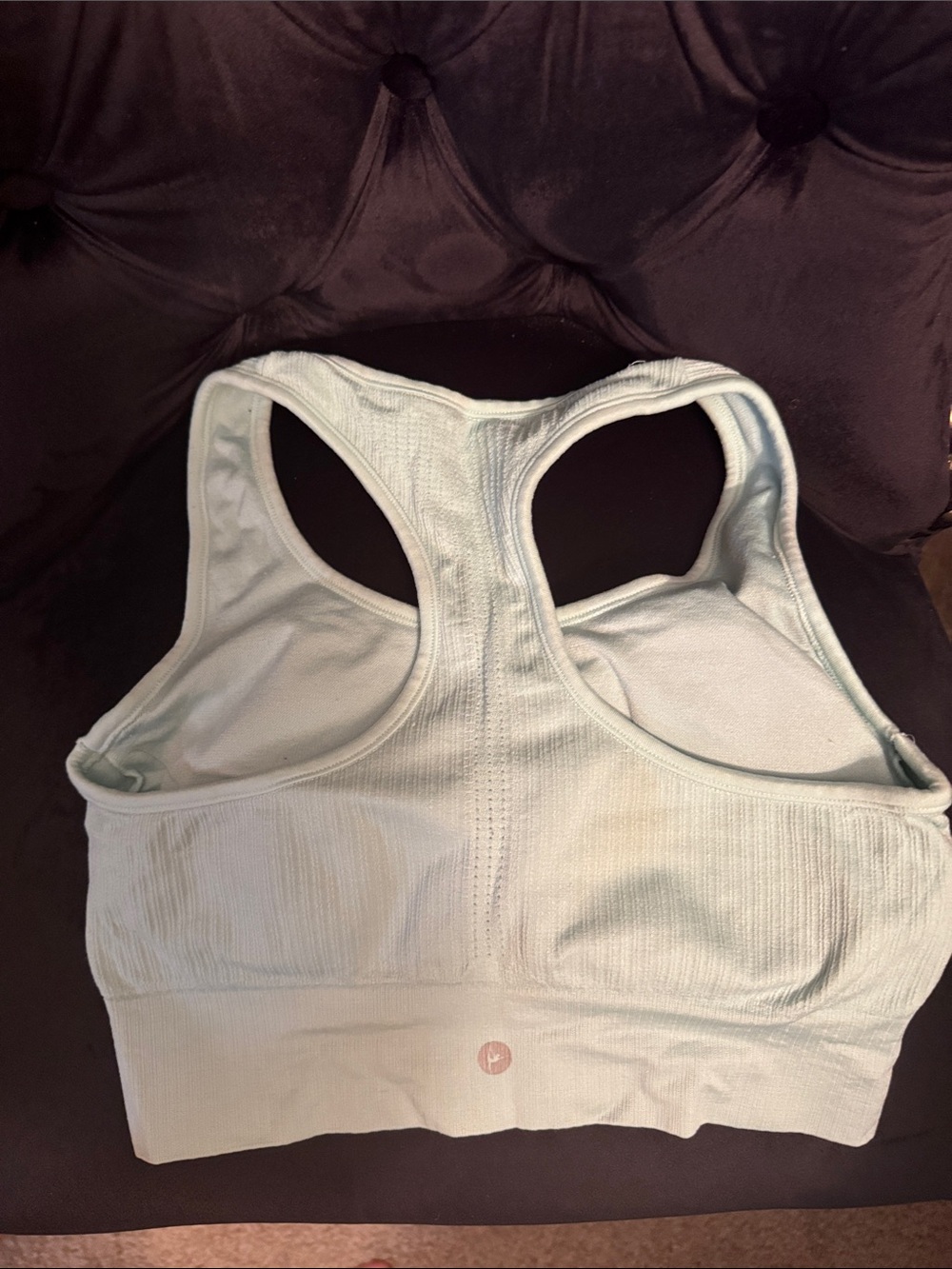 90 Degrees Ribbed Mint Racerback Sports Bra with  Padding - Picture 3 of 4